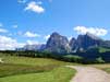 I prati verdeggianti e il massiccio dello Sciliar - Alpe di Siusi nel periodo estivo